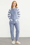 Striped Winter Pajama Set - Blue - 4