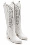 Django Women's Leather White Embroidered Pointed Toe Thick Heeled Below the Knee Western Cowboy Boots 5.5 cm Heel - 4