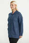 Knitted Motif Polo Collar Pocketed Knitwear Jacket - Indigo - 5