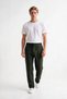 Men's Jogger Striped Trousers with Zipper and Button Back Pockets Regular Fit