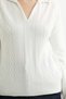 Polo Collar Oversize Knit Sweater - Bone - 4