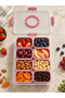 Pink 8-Compartment Covered Breakfast and Snack Storage Box with Removable Containers and Carrying Handle - 2