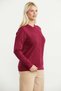 Round Neck Motif Knit Sweater - Burgundy - 3