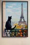 Paris View from the Balcony Black Cat in the Viewing Box Framed Painting Cat Poster Modern Wall Decor Kedi29 - 2