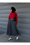 Belted Voile Skirt - 619 - Anthracite