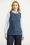 Wool Round Neck Knit Sweater - Indigo - 3