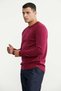 Crew Neck Basic Knit Sweater - Burgundy - 4