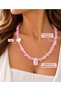 Handmade Pink Quartz Natural Stone Necklace with Pearl Heart Detail and Pink Quartz Pendant for Women