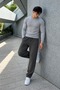 Men's Crew Neck Long Sleeve Gray Sweater - 3
