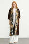 Long Knitwear Cardigan with Faux Fur Detail - Brown - 2