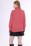 Pink Women's 100% Cotton Plain Knit Oversize Drop Shoulder Turtleneck Knitwear Sweater Trist-6174 - 5