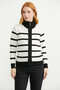 High Collar Zippered Knitwear Cardigan - Bone - 3