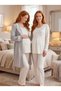 New Season Gray Winter Shawl Collar Polka Dot Button Detailed Design Long Sleeve 100% Cotton Maternity Pajama Set - 5