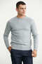 Crew Neck Basic Knit Sweater - Light Gray - 3