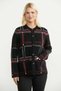 Block Patterned Buttoned Knitwear Jacket - Black