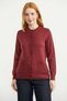 Round Neck Knitwear Cardigan with Pockets - Claret Red - 3