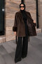 Fur-Cuffed Fox Coat Tsd260352 Bitter Brown - 5