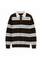 Women's Striped Polo Collar Oversize Knitwear Sweater - 3