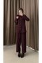 Pants Suit with Stitching Detail - Plum - 6