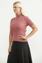 Full Turtleneck Short Sleeve Knitwear Sweater - Rose - 3