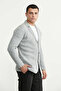 Shawl Collar Pocketed Knitwear Jacket - Light Gray - 4