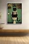 Black Cat Reading Newspaper in the Toilet Framed Painting Cat Poster Modern Wall Decor Kedi46