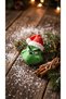 3D Printed Grinch Design Christmas Tree Ornament Set - Fun Pine Tree Decor with Christmas Hat and Black Detailing (2 Pieces) - 4