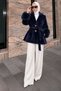 Fox Coat with Fur Sleeves Tsd260352 Navy Blue