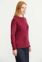 Round Neck Motif Knit Sweater - Burgundy - 4