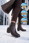 Brown Genuine Leather, Fur Inside, Cold-Resistant, Knitted Band Detail, Stylish, Comfortable Women's Heeled Boots Z352 - 4