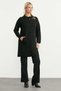 Embroidery Detailed Long Wool Turkish Cardigan - Black - 3