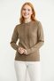 Round Neck Motif Knit Sweater - Mink - 5