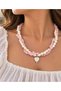 Handmade Pink Quartz Natural Stone and Pearl Detailed Heart Pendant Women's Necklace – Special Design - 2