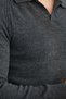 Turn-Down Collar Basic Knitwear Sweater - Anthracite - 4