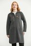Embroidered Patterned Hooded Women's Knitwear Jacket - Dark Gray - 3
