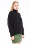 Black Women's 100% Cotton Plain Knit Oversize Drop Shoulder Turtleneck Knitwear Sweater Trist-6174 - 4