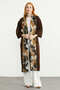 Long Knitwear Cardigan with Faux Fur Detail - Brown - 4
