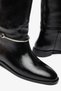 Women's Black Buckle Riding Boots – Below the Knee Flat Sole Long Boots - 3