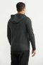 Hooded Quilted Detailed Wool Knitwear Coat - Anthracite - 5