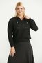 Polo Collar Pocket Cotton Knit Sweater - Black - 3