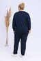 Women's Navy Blue Beige Leopard Garnished Flexible Plus Size Tracksuit Set - 7