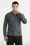 Polo Collar Half-Button Knit Sweater - Dark Gray - 2