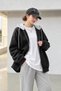 Women's Plain Unprinted Double Color Hooded Oversize Cardigan - 3