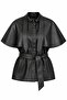 Black Belted Cape Leather Jacket - 1182