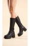Side Zipper, V Logo Detail, High Comfortable Heel, Women's Short Boots - 4