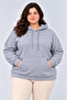 Oversized three-thread fleece-lined hooded winter sweatshirt with kangaroo pocket - grey - 2
