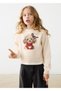 Girl's Dog Detailed Cream Sweater - 2