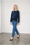 Women's Navy Blue Embroidered Shirt Collar Detailed Oversize Sweatshirt - 2