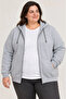 Oversized plus size three-thread fleece-lined hooded full-zip winter sweatshirt - grey - 2