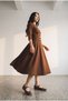 Women's Crepe Midi Dress Waist Detailed Buttoned Lycra Half Sleeve 2841 - 4